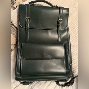 Green Faux Leather Backpack